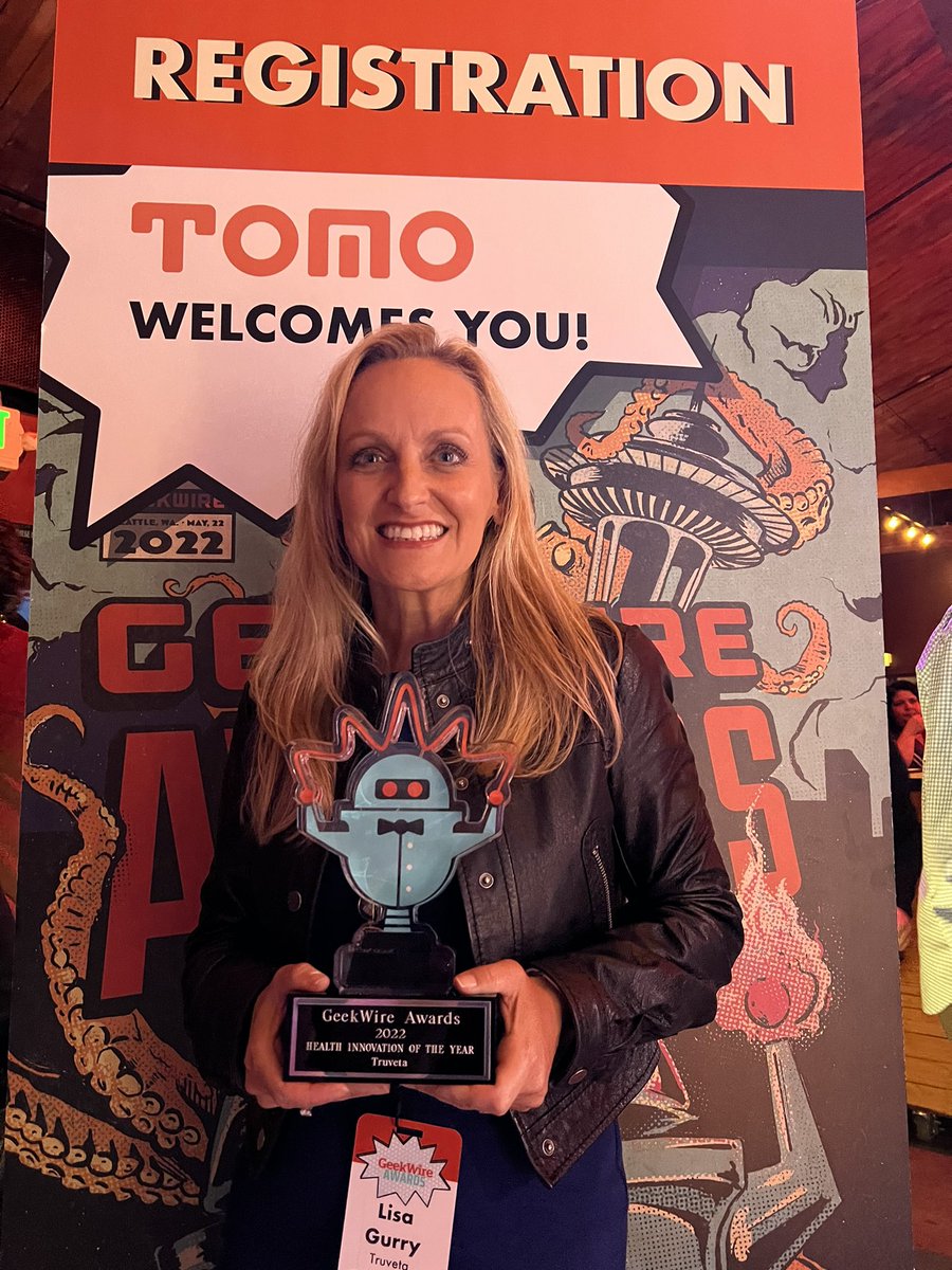 truveta's tweet photo. Health Innovation of the Year. What a night. 🙏🙏🙏 #GeekWireAwards @geekwire @lisagurry https://t.co/HBfUqQp0fK