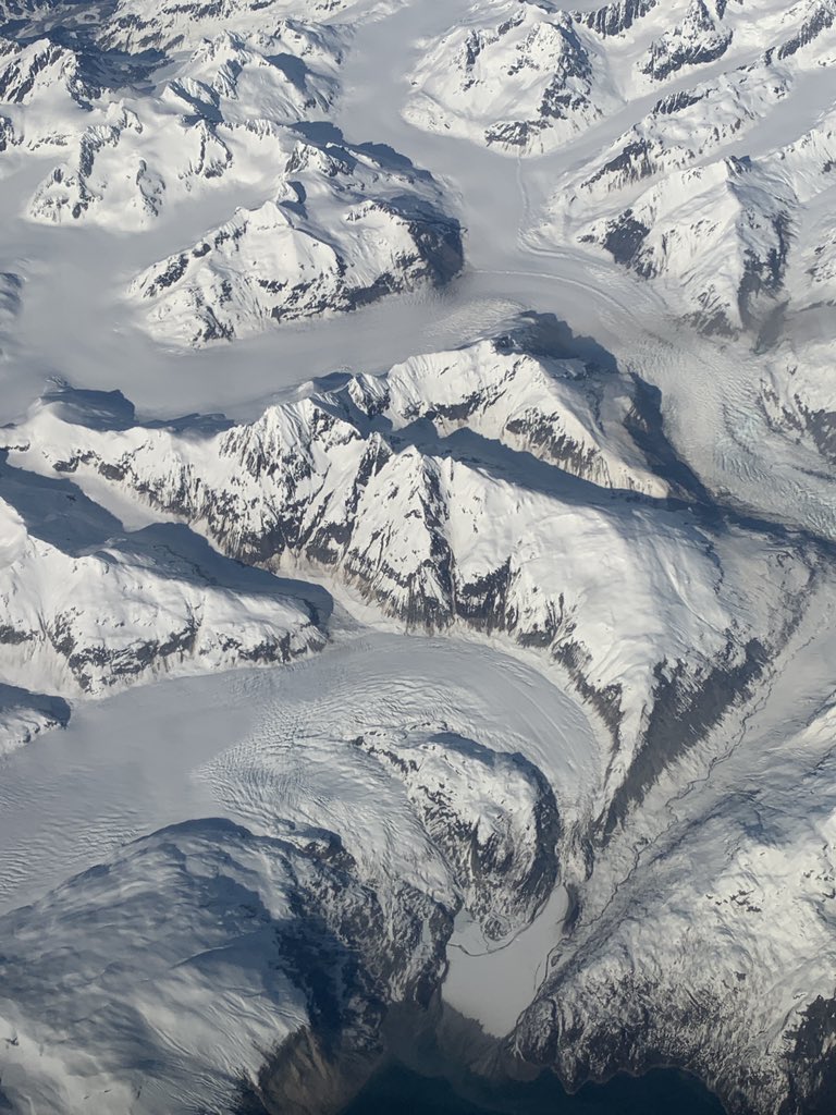 SpaceRockWilly's tweet photo. Can’t explain how cool it was to fly into Fairbanks from Seattle!  Look at that glacier! https://t.co/FnDHYqT7s8