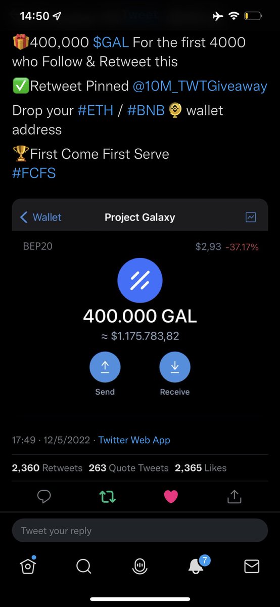 Neth_Leung's tweet photo. @HQProjectGalaxy @10M_TWTGiveaway Thank you for give away, all done the task

My BNB address 

0x5e6d7c99b666bc42fa0a82dd1311c89b51c0f59e https://t.co/fbGAJn1Kly