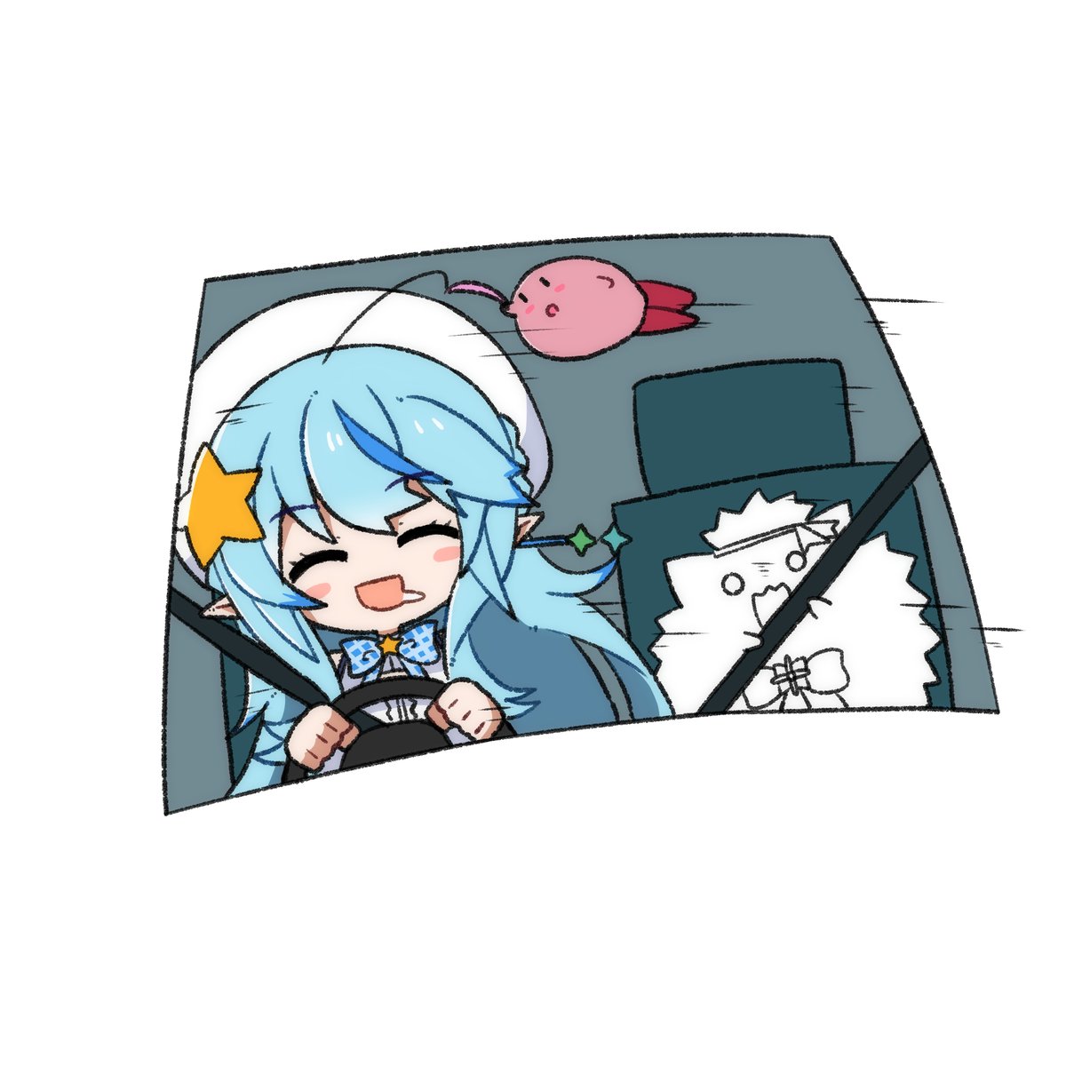 雪花ラミィ 「#LamyArt 
車のところめっちゃ面白かったし、みんな見ててからの即フラグ回」|honmirinのイラスト