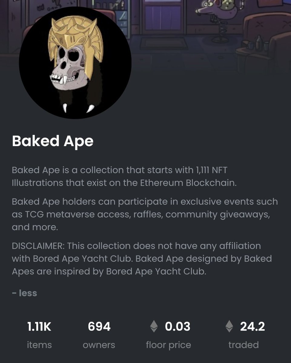 bakedapes's tweet photo. LFGG Baked Ape Fam! @opensea @OfficialTCGCoin @bakedapes 🦧 #opensea #TCGWorld #TCG #APE #bakedape #baked #bakedapefam https://t.co/LA0aooLQbx