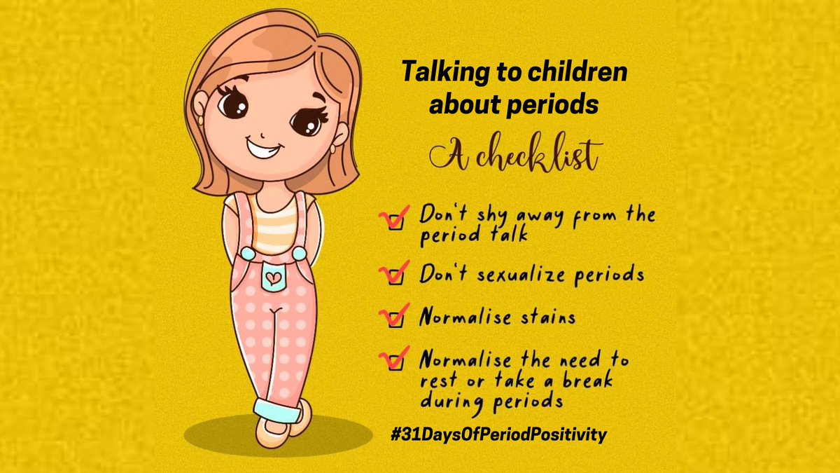 awareindia2020's tweet photo. Talking about periods shouldn't be one big talk at a particular age. Instead, start the conversation early and slowly build on your child's understanding. Girls and boys need reliable information about periods. So make sure you talk to your sons too!
#31DaysofPeriodPositivity https://t.co/B18MQ77zn3