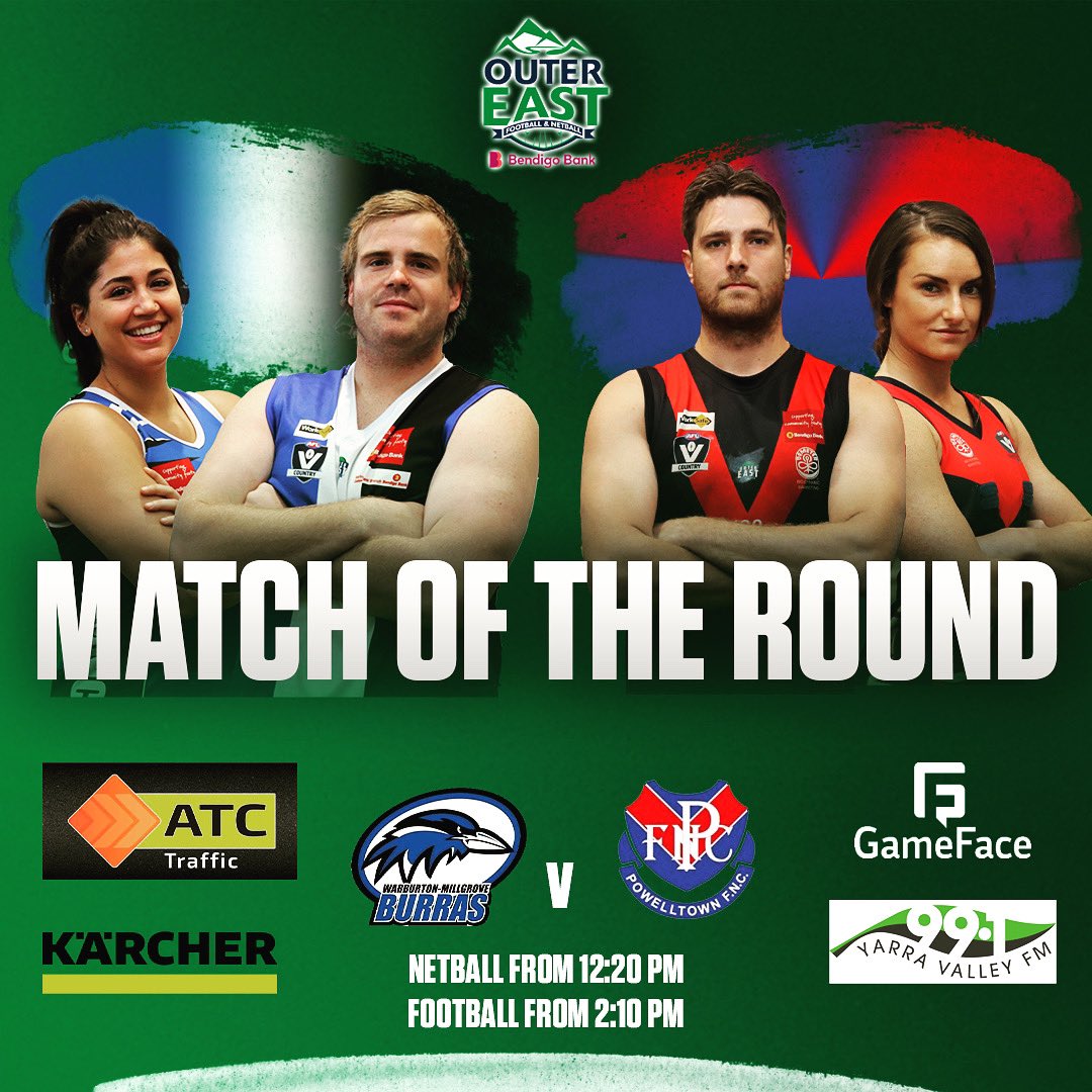 This weekends 'Match of the Round' will be between Warburton Millgrove and Powelltown 🏉🏐

Tune into <a href="/YarraValleyFM/">Yarra Valley FM</a> 99.1 from 1:30pm tomorrow to listen to the senior footy action, while the livestream will be on our Facebook page for footy and netball

📰 bit.ly/3yBmvTU