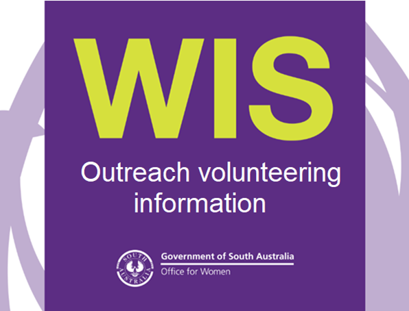 Women's Information Service (WIS) SA (@wis_adelaide) on Twitter photo Applications are now open to join our team as a WIS outreach volunteer
Training will commence in July.
More information at bit.ly/37GtDU3
or register for an online information session via Zoom on Thursday 26th May at 10am
contact WIS wis@sa.gov.au – 8303 0590 Applications are now open to join our team as a WIS outreach volunteer
Training will commence in July.
More information at bit.ly/37GtDU3
or register for an online information session via Zoom on Thursday 26th May at 10am
contact WIS wis@sa.gov.au – 8303 0590