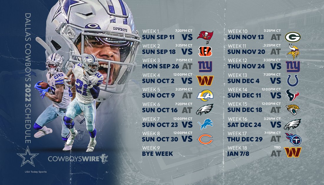 TheCowboysWire on X: 'The Dallas Cowboys 2022 schedule!   / X