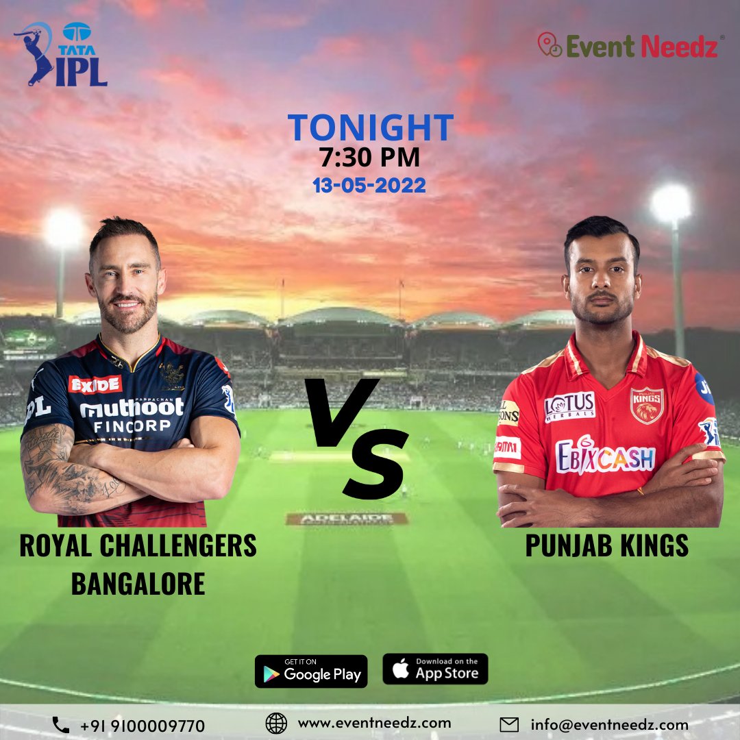 eventneedzkdspl's tweet photo. #RCBvPBKS Is it Hat-Trick win for #RCB today..?
@RCBTweets @PunjabKingsIPL
#ipl #tataipl #rcb #pbks #ipl2022 #tataipl2022 #iplmemes #tata #ipllive #iplstatus #eventneedz #eventplanners #eventplanner #cricket #cricketlovers https://t.co/V3Mp12cMWj