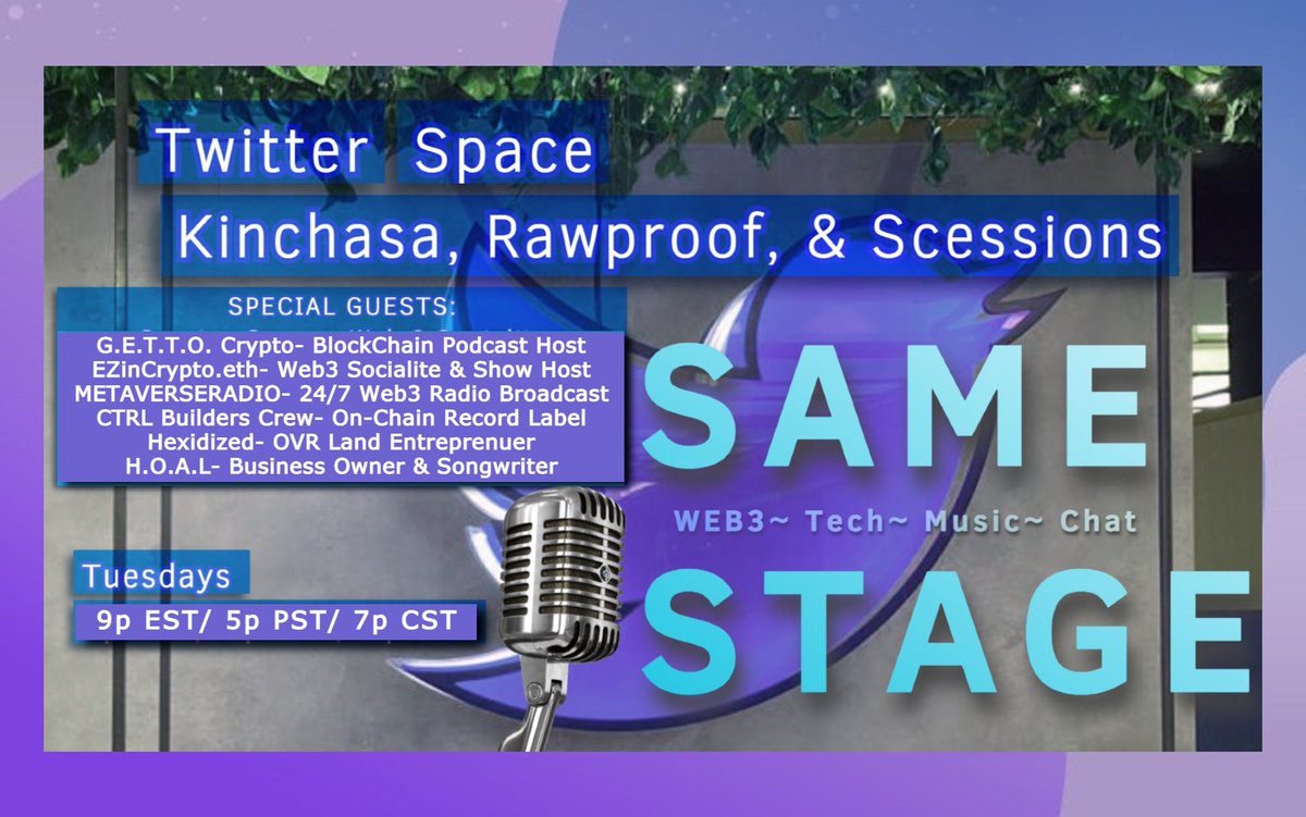 SCessions's tweet image. Will be heading up SAME STAGE #Web3 Thought Leadership

w/ @Kinchasa5000🗣  @therealrawproof🗣

These discussions are crucial. I thank all who participate. We will discuss our takes with possible “Select Guest AMA/ Q&amp;amp;A” - for listeners 

#forward #samestage #twitterspace #Web3