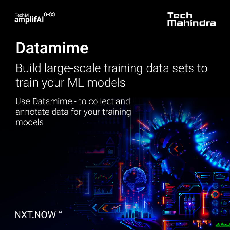 tech_mahindra's tweet photo. TechM amplifAI0->∞ is enabling enterprises to create customized workflows from the collection of data across multiple media types text, speech, image, and video in over 20 languages &amp; help train your #ML models through #Datamime.

Know more: https://t.co/d4SvJc01SX

#NxtNow #AI