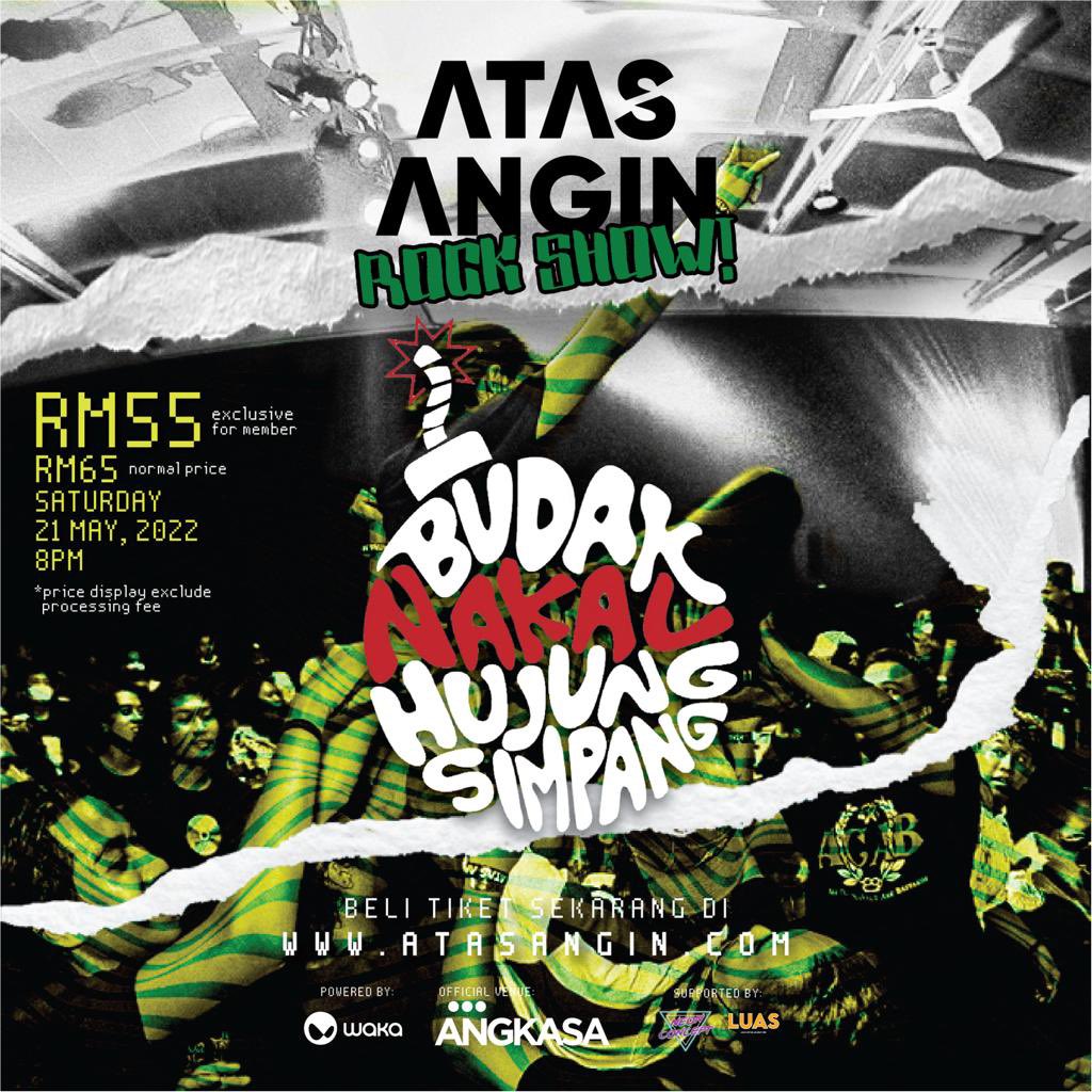Get your tickets now! 

Masih roots, rock, reggae?
Masih skankin and steadey? 
Masih mata heavey heavey?
Mari kita partey partey! 

<a href="/_atasangin/">Atas Angin MY</a> | Rock Show | SAT | 210522 | <a href="/AngkasaSpace/">ANGKA///SA EVENT SPACE</a> | 8 pm  

Turut memberahikan keadaan <a href="/banyakbunyik_/">BanyakBunyikRepublik</a> &amp; <a href="/TheRudean/">The Rudean</a> 

Sebarkan cinta! 

💚💛❤️