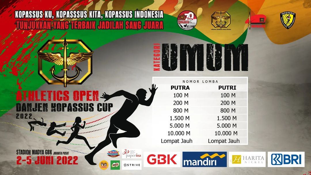 Umum 👟 Athletics Open Danjen Kopassus Cup â€¢ 2022