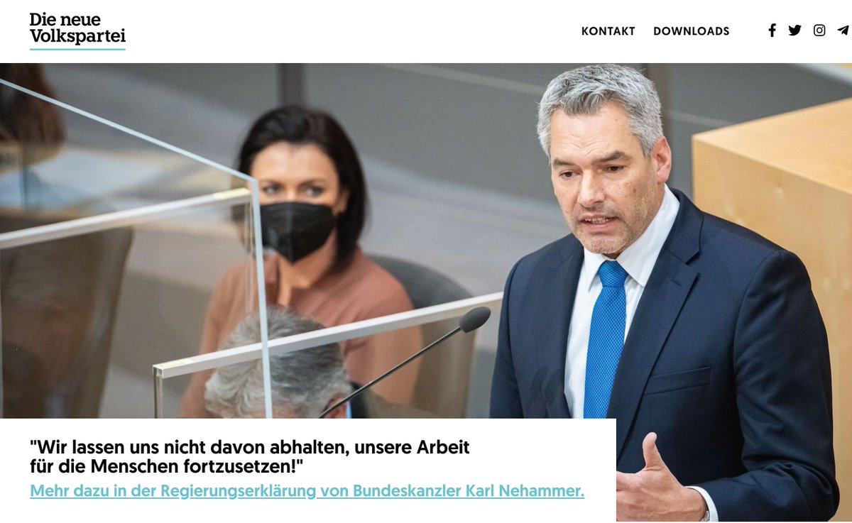 GerdMillmann's tweet photo. ÖVP-Website 2022-05-13, 07:47. @nehammer ist gefangen in der Welt von @sebastiankurz #oevp #oevpua #Parteitag #koestinger #nehammer #neueoevp #wksta #justiz #chats #schmid #bluemel #gruene #wallner #vorarlberg #Inserate #Korruption https://t.co/KRZAp3LrIE