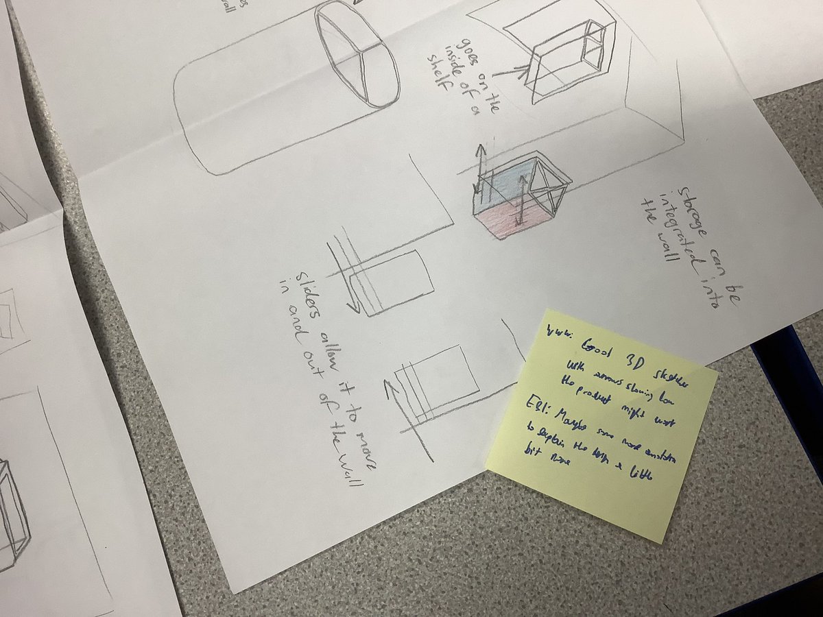 ChallonerDT's tweet photo. Peer assessment with Y12 using post it notes. It’s amazing how using post it notes make peer assessment more exciting 😂 #peerassessment #designtechnology #creativeideas #developingideas https://t.co/p52yczENjX