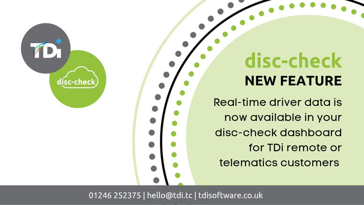 TDiSoftware's tweet image. 📢 disc-check update
You can now view real-time driver data, straight from your tacho, within disc-check. Updated every 15 minutes, it&apos;s never been easier to monitor your driver&apos;s hours. For more info: bit.ly/3vST0LB

#TDi #DrivingTime #FleetManagement #TransportManager