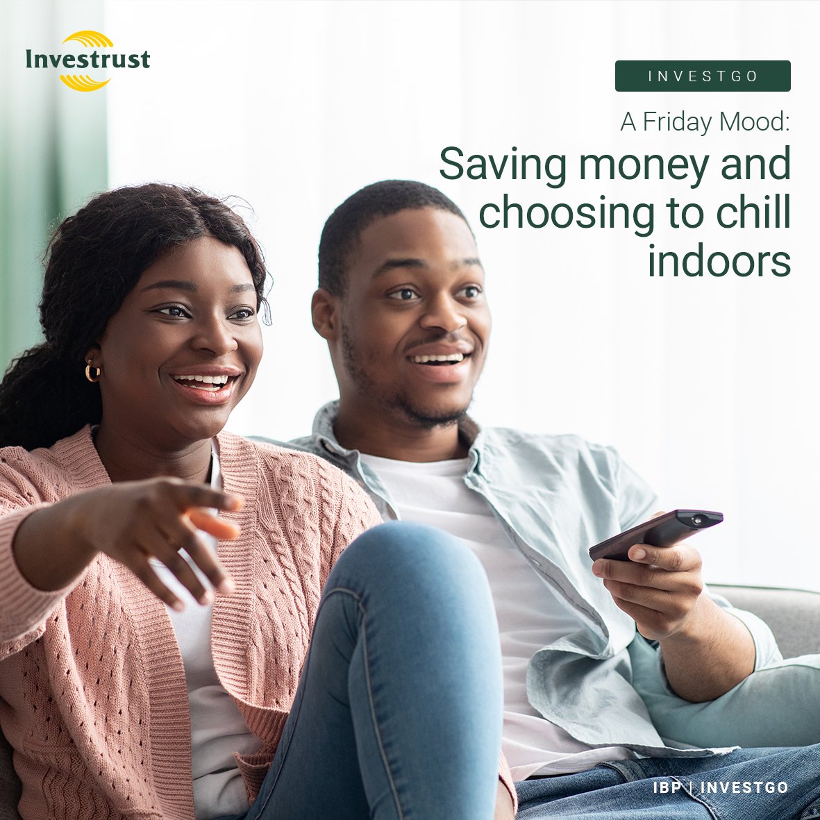 investrustbplc's tweet photo. A Friday Mood; Saving money and choosing to chill indoors. Open an EazeSave Account today. #EazeSave #BankWithYourOwn https://t.co/EsxAVpCNOy