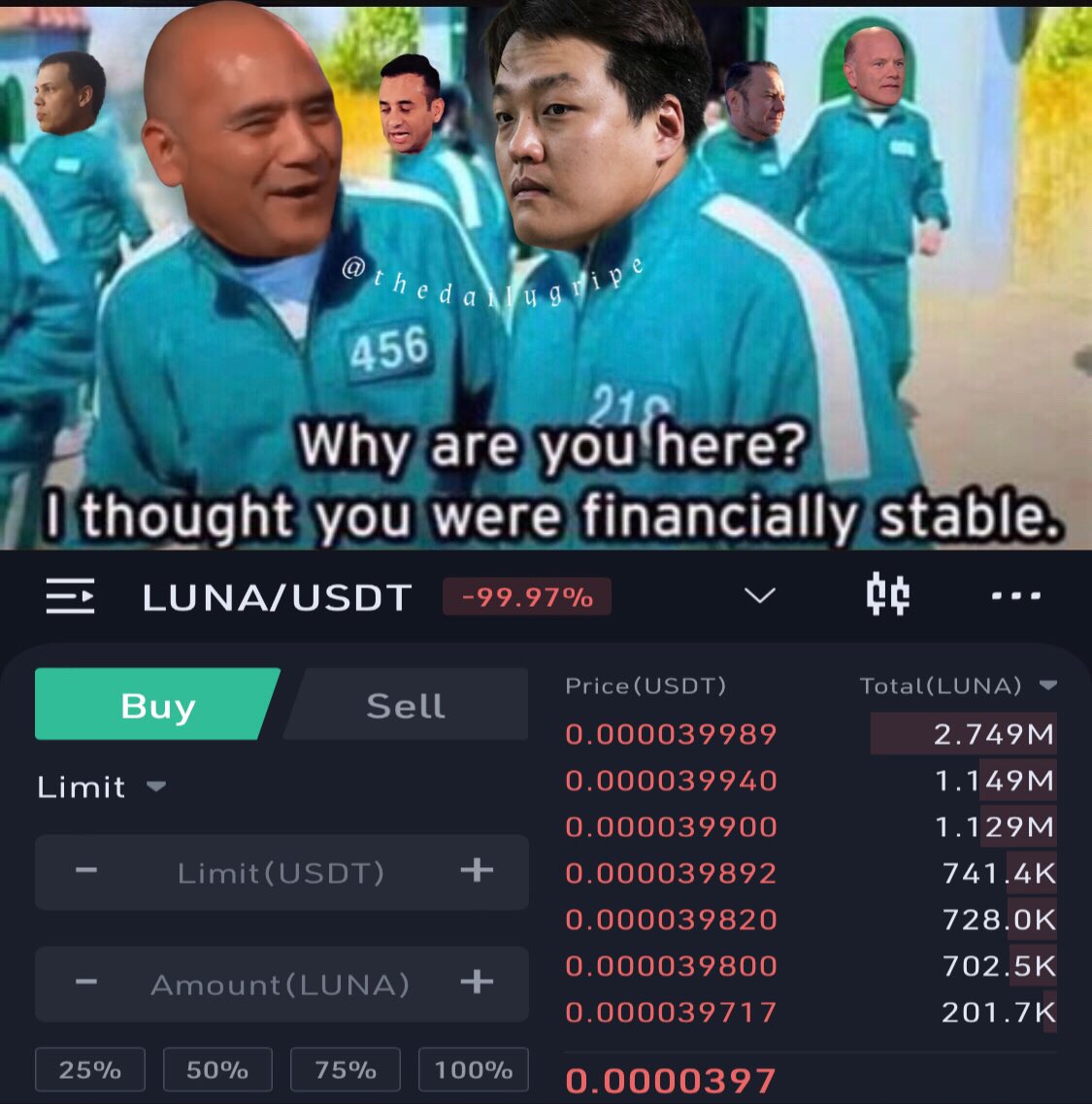 DailyGripeMemes's tweet photo. #terraluna #TerraUSD #DoKwon #SquidGame #BitConnect #BTC #BitconnectScam #CarlosMatos
@novogratz would you like the phone number for Tattoo removal?
🫣😆 https://t.co/Hx1K5Tl4Rq