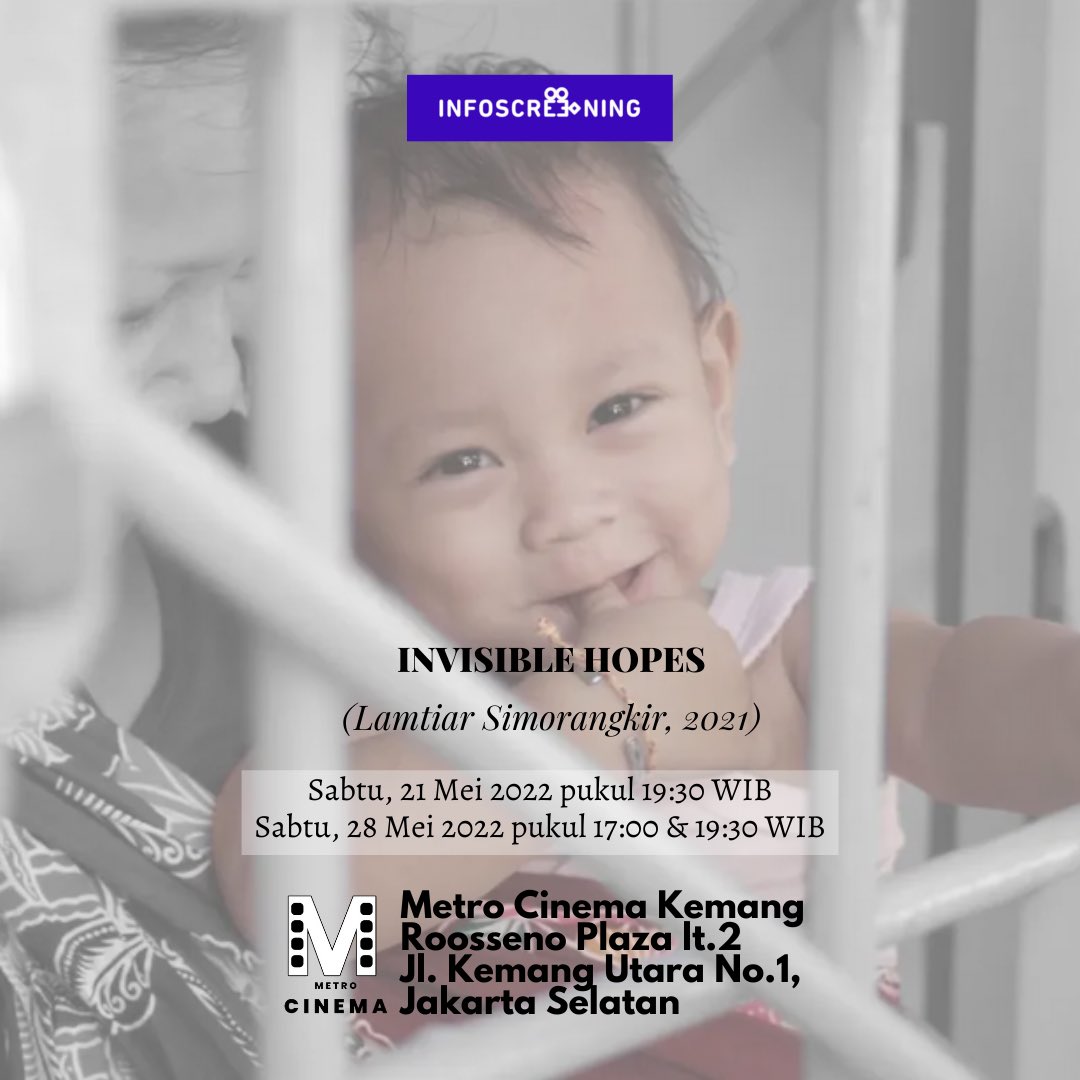 metro_cinema's tweet photo. INVISIBLE HOPES
Film pemenang kategori Dokumenter Panjang Terbaik FFI 2021 dan Piala Maya 2021. Mengangkat kisah kehidupan para wanita hamil serta anak-anak yang lahir dan hidup di dalam penjara. https://t.co/8Ei3YSM17I