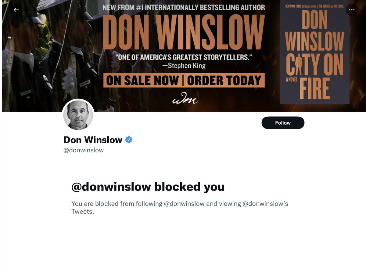 HHManiac's tweet photo. when a famous writer feels threatened by a little lady with a handful of followers - pathetic beyond words ๐๐
๐
๐
๐
#donwinslow #egoissues https://t.co/ndLy9JHrL1