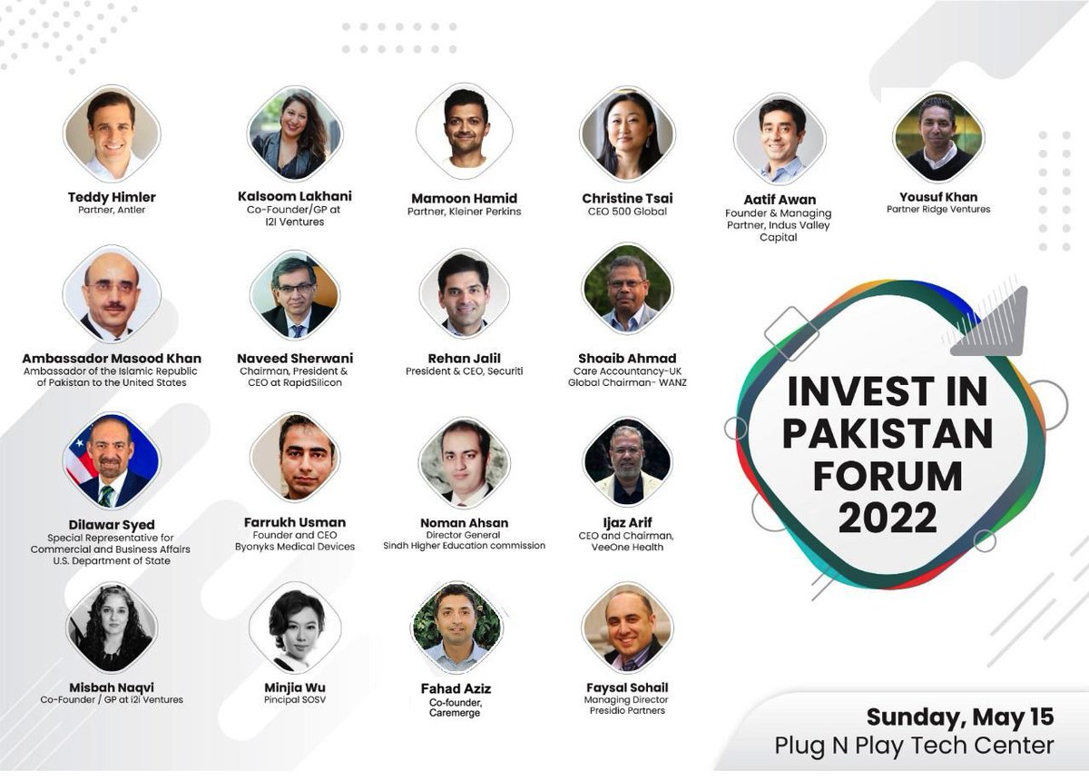 Thrilled to host a fireside chat with Minjia Wu of <a href="/SOSV/">SOSV - Deep Tech for Human and Planetary Health</a> and talk about the early-stage startup investments. Invest In Pakistan Forum on May 15th, at <a href="/PlugandPlayTC/">Plug and Play Tech Center</a>  lnkd.in/gn8TADX5