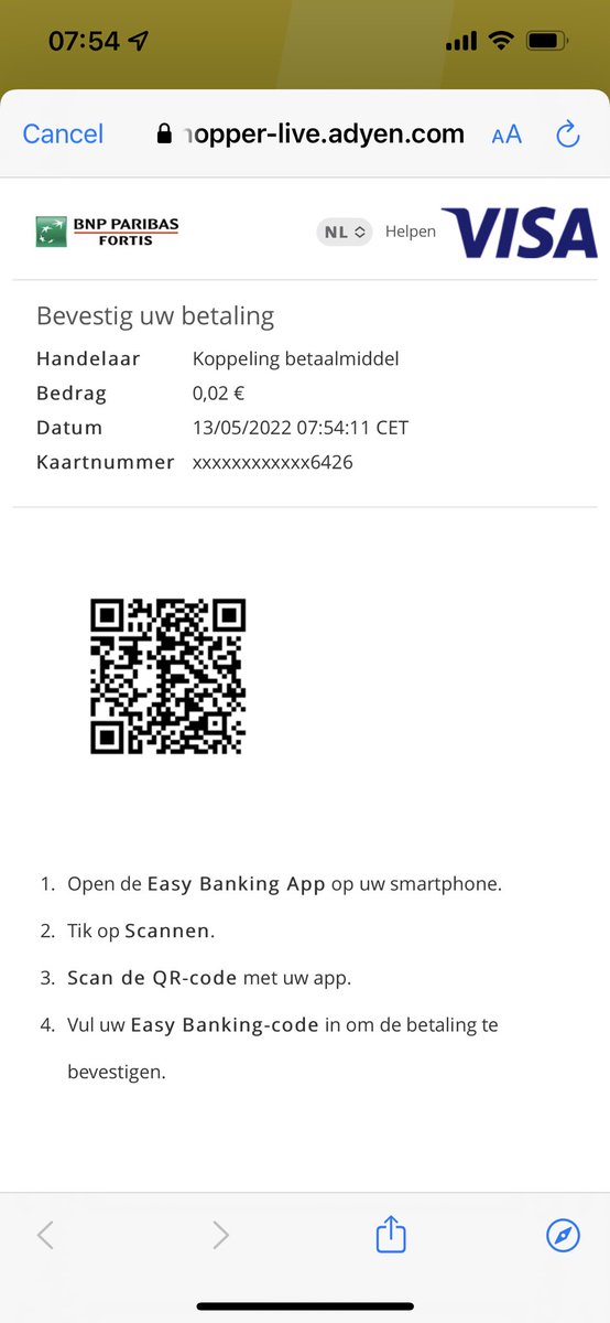 Hmm <a href="/delijn/">De Lijn</a>, ik wil een betaalmiddel koppelen vanuit de app… en word dit scherm gepresenteerd. Hoe kan ik de QR code scannen die óp m’n iPhone getoond wordt? :)