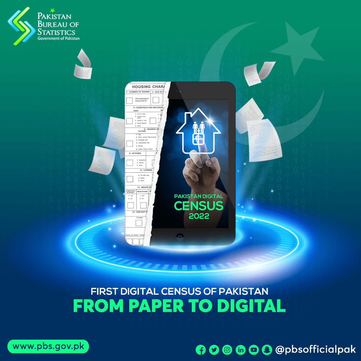 PBSofficialpak's tweet photo. Moving towards a modern, digital #Pakistan!
#PakPBS will conduct Pakistan's first ever digital Population &amp; Housing Census! Our cutting edge technology &amp; updated systems will ensure
🔹Greater transparency
🔹More accuracy
🔹Better coverage
For details visit https://t.co/Pc1OUyEQTj https://t.co/YjCJUGswPe