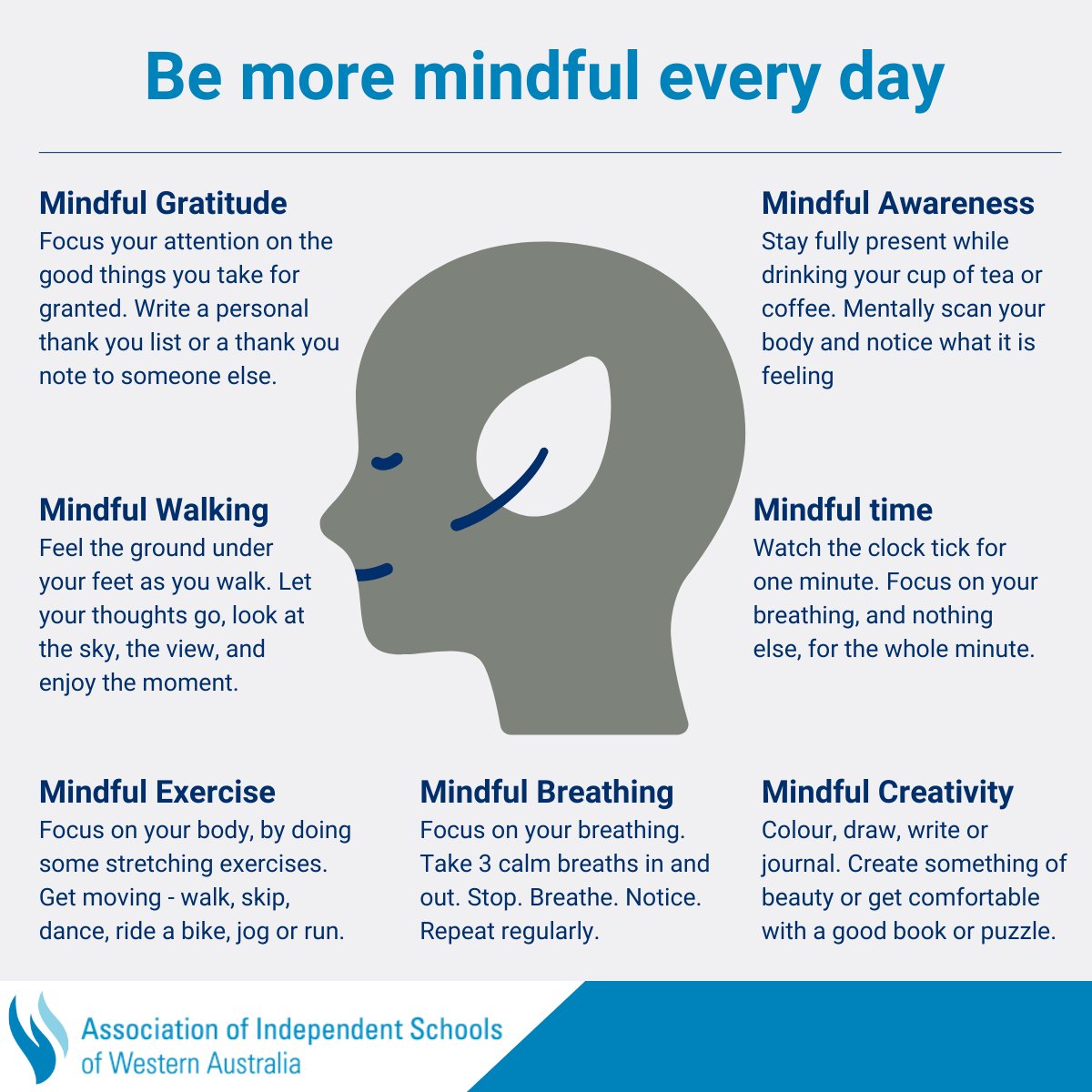 AISWA_education's tweet photo. Did you know that May is mindfulness month? It’s the perfect time to start incorporating mindfulness into your life and the lives of those around you.

Learn more about MMA Mindful Education programs here: https://t.co/0R1QzEmtSr

#AISWA #AISWAwellbeing #mindfulness #meditation https://t.co/0T2ALxuGVp