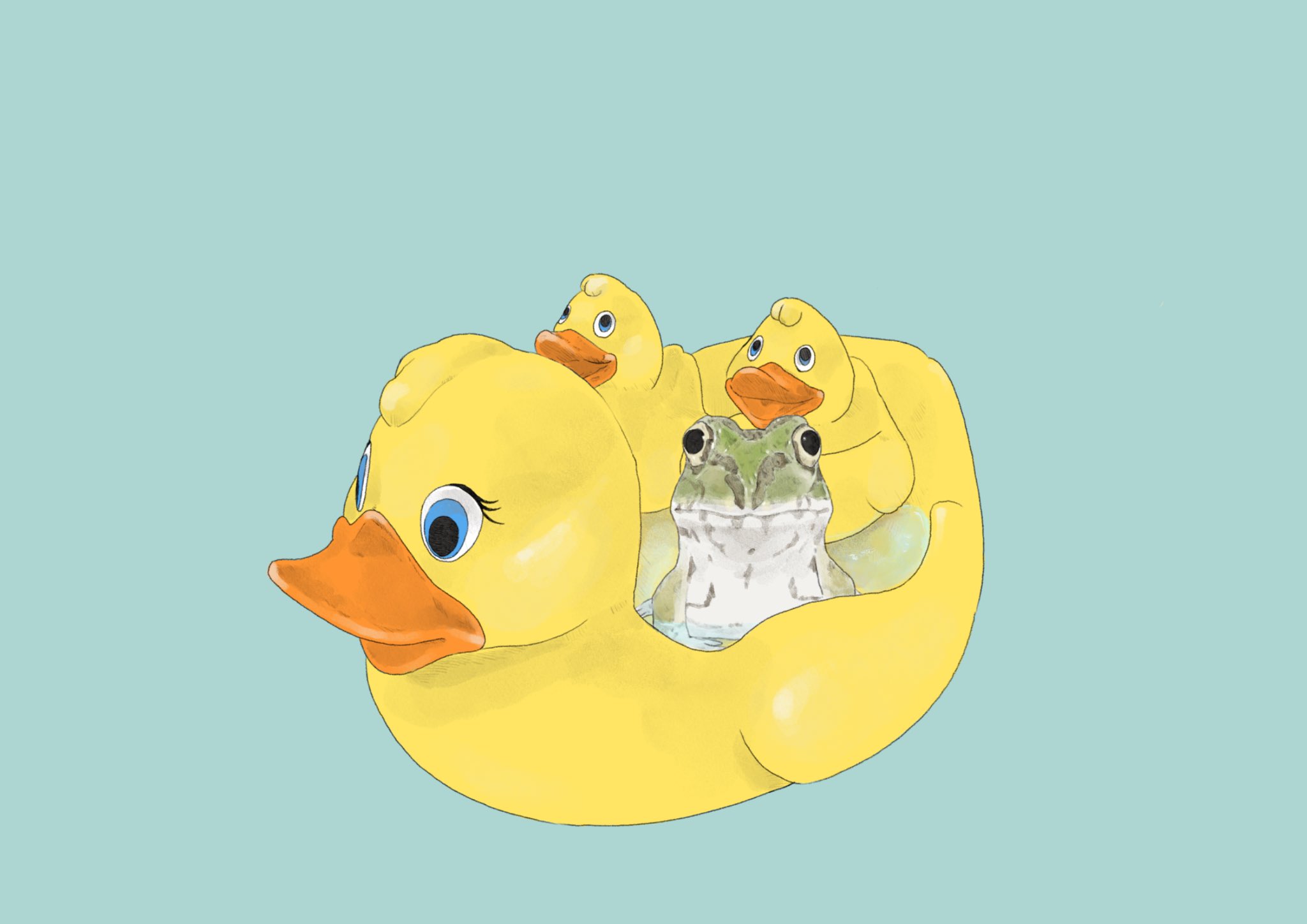ししゃももどき Kero Hachu Daaa 様のカエルさんを描かせていただきました アヒルファミリー アヒル風呂 イラスト お絵描き 絵描きさんと繋がりたい イラスト好きな人と繋がりたい みんなで楽しむtwitter展覧会 T Co Xymuzvlmhy Twitter