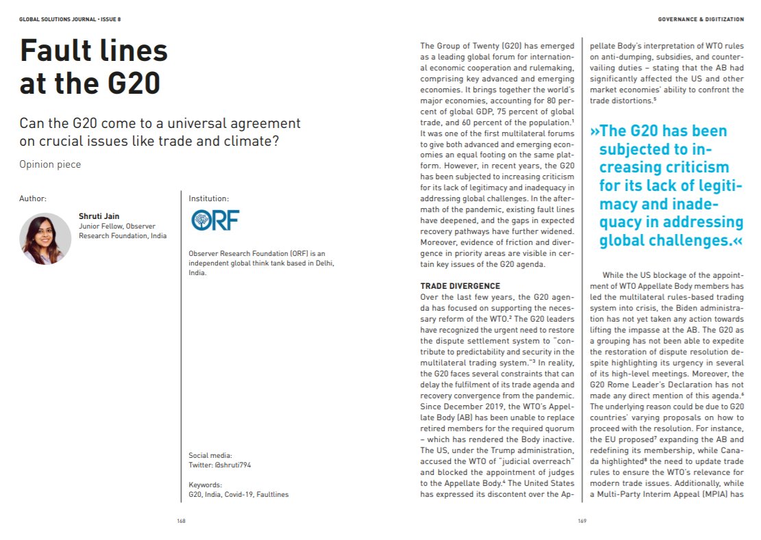 glob_solutions's tweet photo. Does the #G20 lack legitimacy and inadequacy in addressing the #global #challenges? What are the #FaultLines at the G20? Read the article by @Shruti794 @orfonline in the new #GSJournal: https://t.co/DPu5c13O24 https://t.co/72hemo9BN4