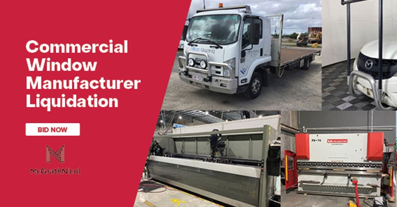 AustralianM's tweet photo. #Grays is hosting a major #onlineauction event for the assets of HiTec Glazing under instructions from liquidators McGrathNicol commencing on May 12, 2022. #windowmanufacturing #windowglazing