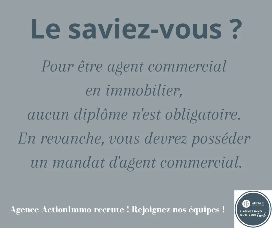 Ag_actionimmo's tweet photo. Un agent commercial en immobilier peut éventuellement posséder un BTS PI mais cela reste facultatif. Il devra obligatoirement avoir une déclaration d'autoentreprise, un SIRET, un code APE et un mandat d'agent commercial.
#agenceactionimmo #agentimmobilier #recrutement https://t.co/K5HJ6ILhHc