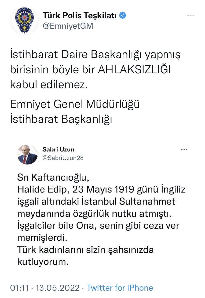 Emniyet Genel Müdürlüğü tarafından gönderilen Tweet, Anayasa'nın 25. maddesine aykırı bir idari işlemdir. Devletin birimleri, kimsenin megafonu değil.