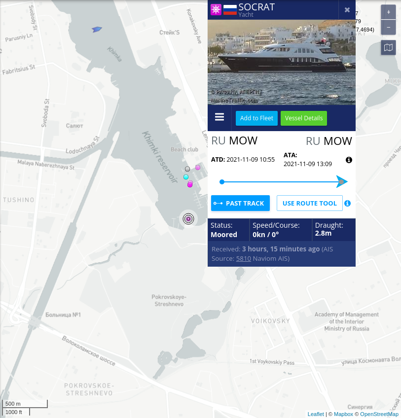 SanctionsAhoy's tweet photo. #Russia #oligarch Vladimir #Lisin's #yacht SOCRAT has reappeared in the monitored area: At N 55° 49' 46.48" - E 037° 28' 46.62". Track it here: https://t.co/Sd3EVQybeJ #StandWithUkraine https://t.co/SxSM5rL1Bn