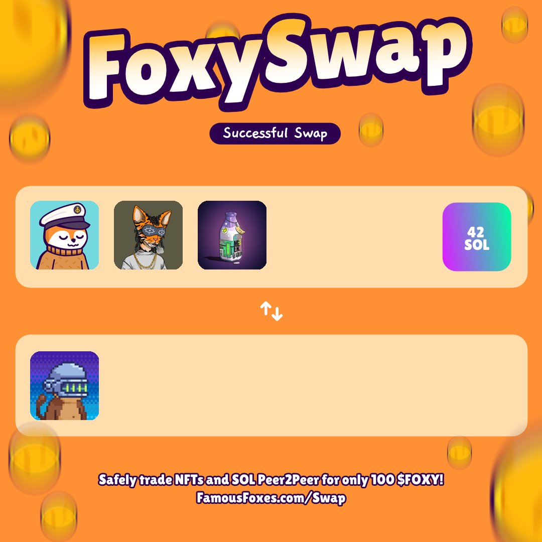 fffsales's tweet photo. New swap completed! @FamousFoxFed #FamousFoxes
Use FoxySwap for secure P2P swaps. https://t.co/XkyA5CNPvL