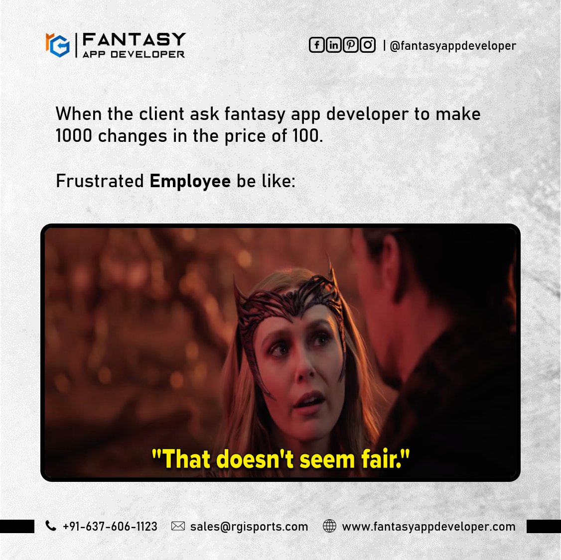 FantasyAppDev's tweet photo. Does it look fair to you๐
Yeh toh multi-verse mein bhi galat hai๐
Fantasy Developers hai hum, Dr. Strange nahi๐
#memes #memesdaily #funnymemes #fridaymemes #DoctorStrange #Wanda #MultiverseMeme #DoctorStrangeMeme #WandaMeme #MemeMarketing #MarvelMemes #DunkMemes #Follow https://t.co/dH9cI0pwfO