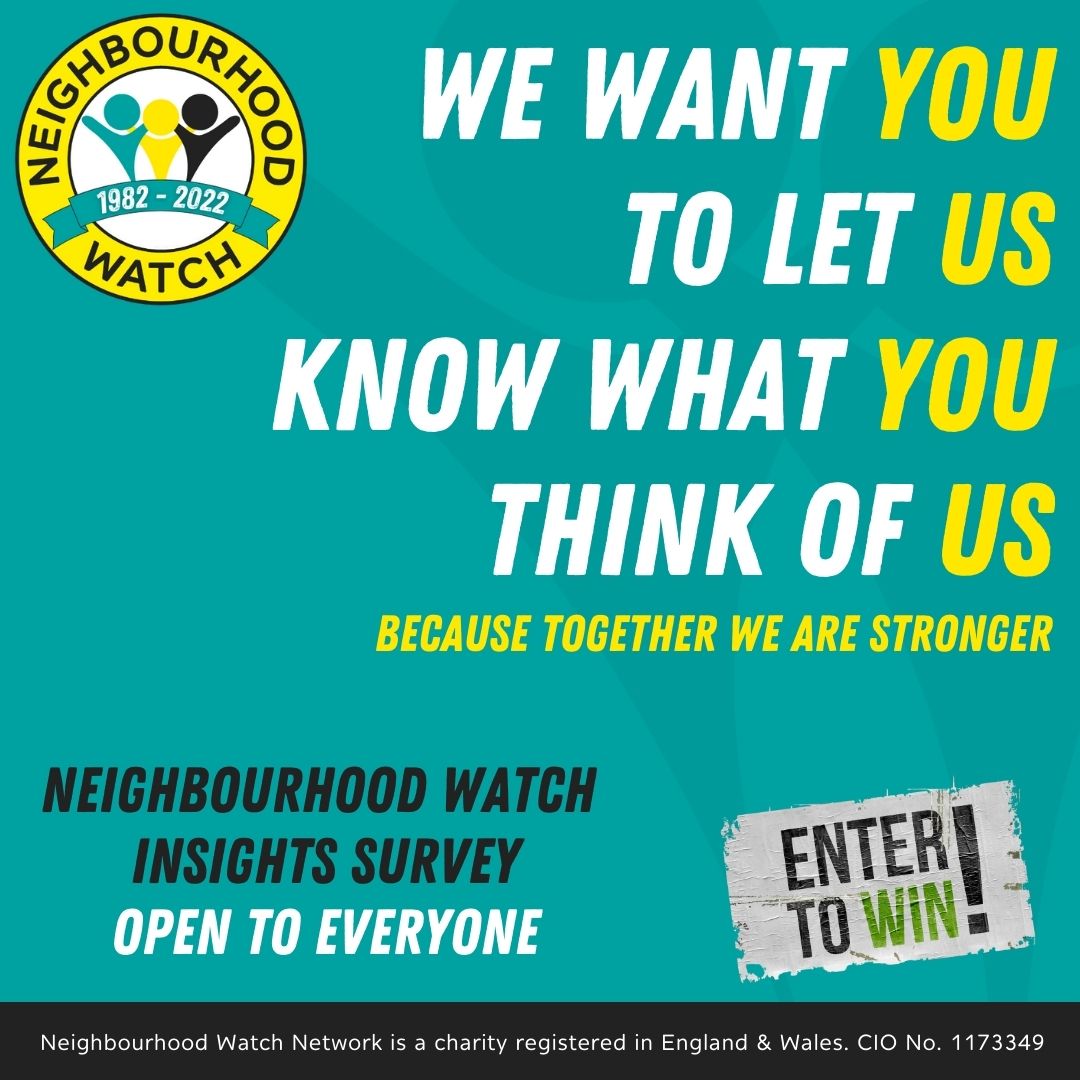 MPSPlaisSund's tweet photo. “TAKE PART IN OUR INSIGHTS 2022 SURVEY
 What do you think about Neighbourhood Watch? . Your answers will be anonymous and help us identify positives we can build on and areas we may need to do better. you could be in for a chance of winning £25 by completing the survey. https://t.co/cFRcJEGo1o