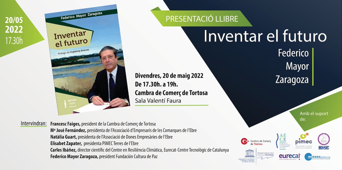 El proper 20 de maig compartirem espai a la <a href="/cambratortosa/">Cambra Tortosa</a>  amb una de les persones més rellevants vinculada a les nostres terres #TTEE: #federicomayorzaragoza