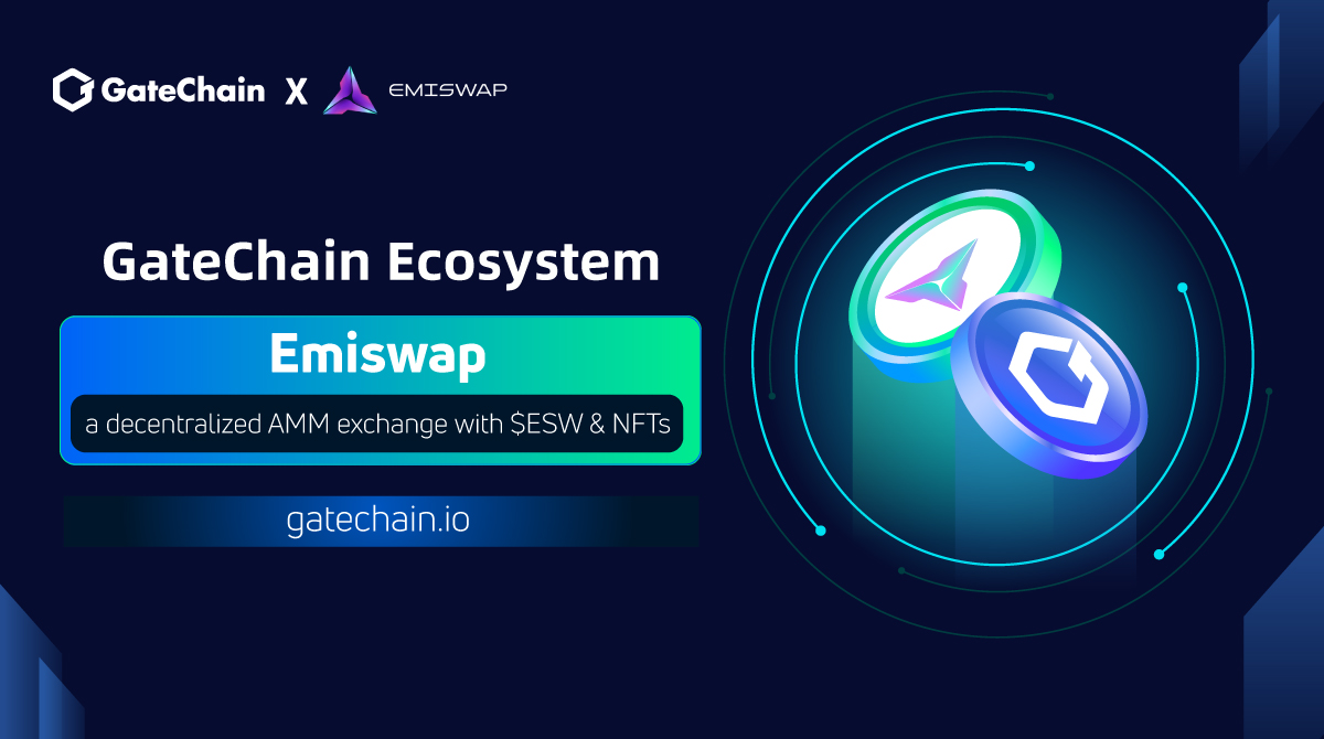 GateLayer's tweet photo. Emiswap, a #decentralized AMM exchange with a governance $ESW token &amp; #NFTs, is now live on #GateChain!

Discover more about Emiswap: 
👉https://t.co/YM6nDzPwKi

📢Join GateChain discord: https://t.co/yGvPi6aFzI

📢Join GateChain telegram: https://t.co/H7IAb7ih4h https://t.co/jbwNgkvsNq