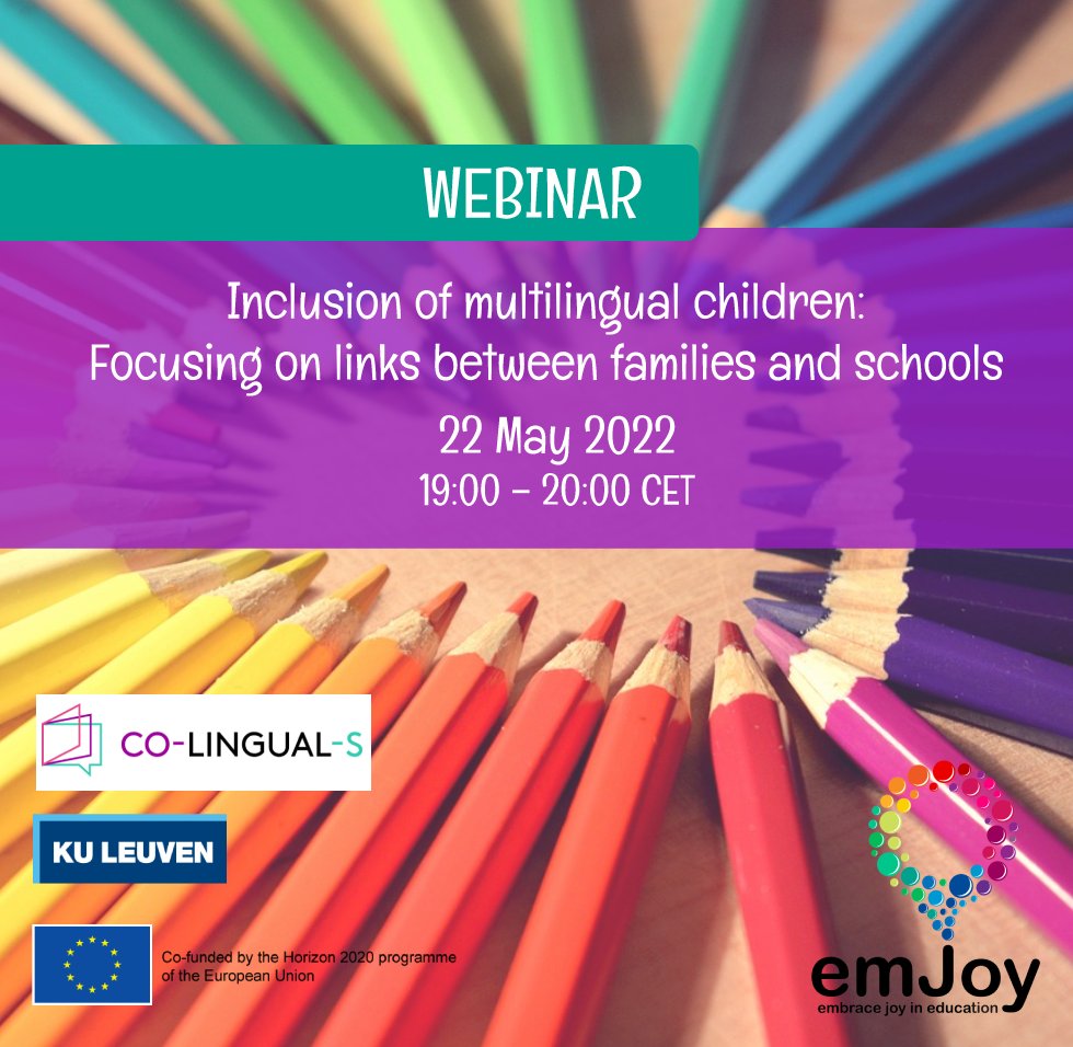 colinguals's tweet photo. Are you a #teacher interested in #multilingualism? Then join our webinar "#Inclusion of #multilingual #children: Focusing on links between #families and #schools", co-organised with @EmJoyEducation! Click and register https://t.co/gj13Q3kSaX https://t.co/zVtQnveH9I