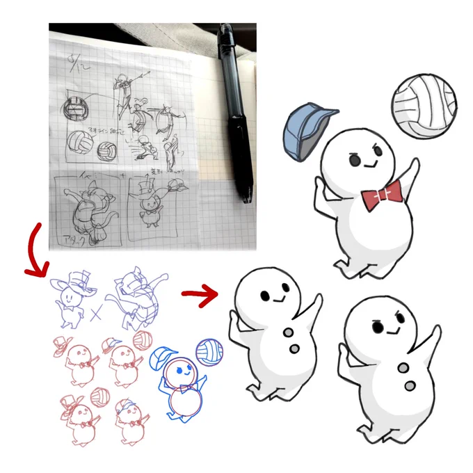 何も描いてないけど、ナニかは描いていた😘

バレーボールをしている雪だるま。⛄🏐 