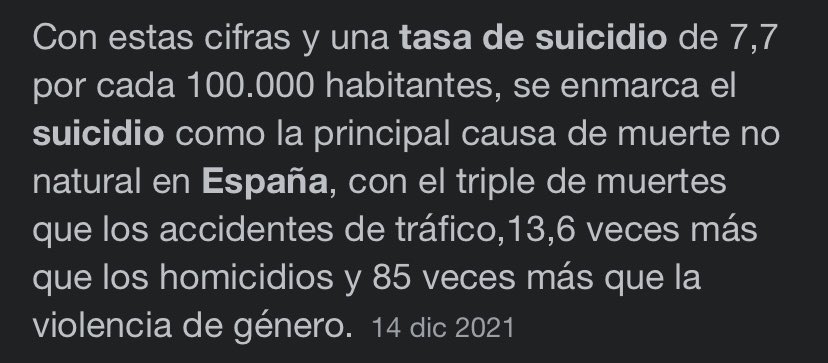 JCPuig_'s tweet photo. Hay 85 veces más muertes por suicidio que por violencia de “género”. 

Pero claro, no vende igual. https://t.co/WnciuB8zHc