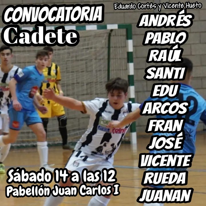 Y esta es la convocatoria del cadete para el partido de mañana sábado a las 12 contra Pozoblanco.

Los chicos de Eduardo Cortés, finalizan sus partidos en casa, y quieren brindarles a la afición tres nuevos puntos.

#baenafutsal #somoscadetes