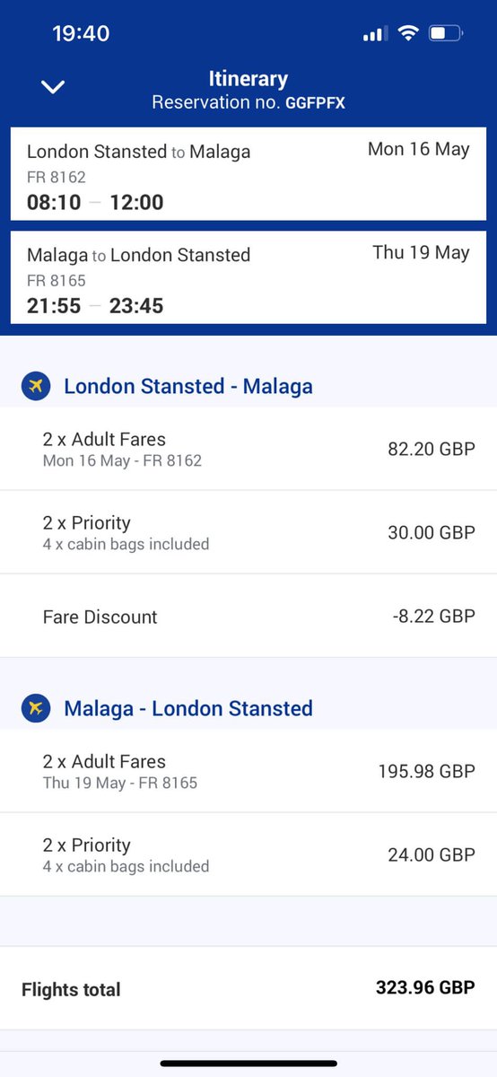 JoeCarter95's tweet photo. #rangers tickets now sold.

I have flights from London stansted to Malaga. Outbound flight on Monday to Malaga, return flight on Thursday. 

Face value + fee for name change. £550 for both. 

#seville #europaleaguefinal #EuropaLeague #Frankfurt https://t.co/jDa4POwCvy