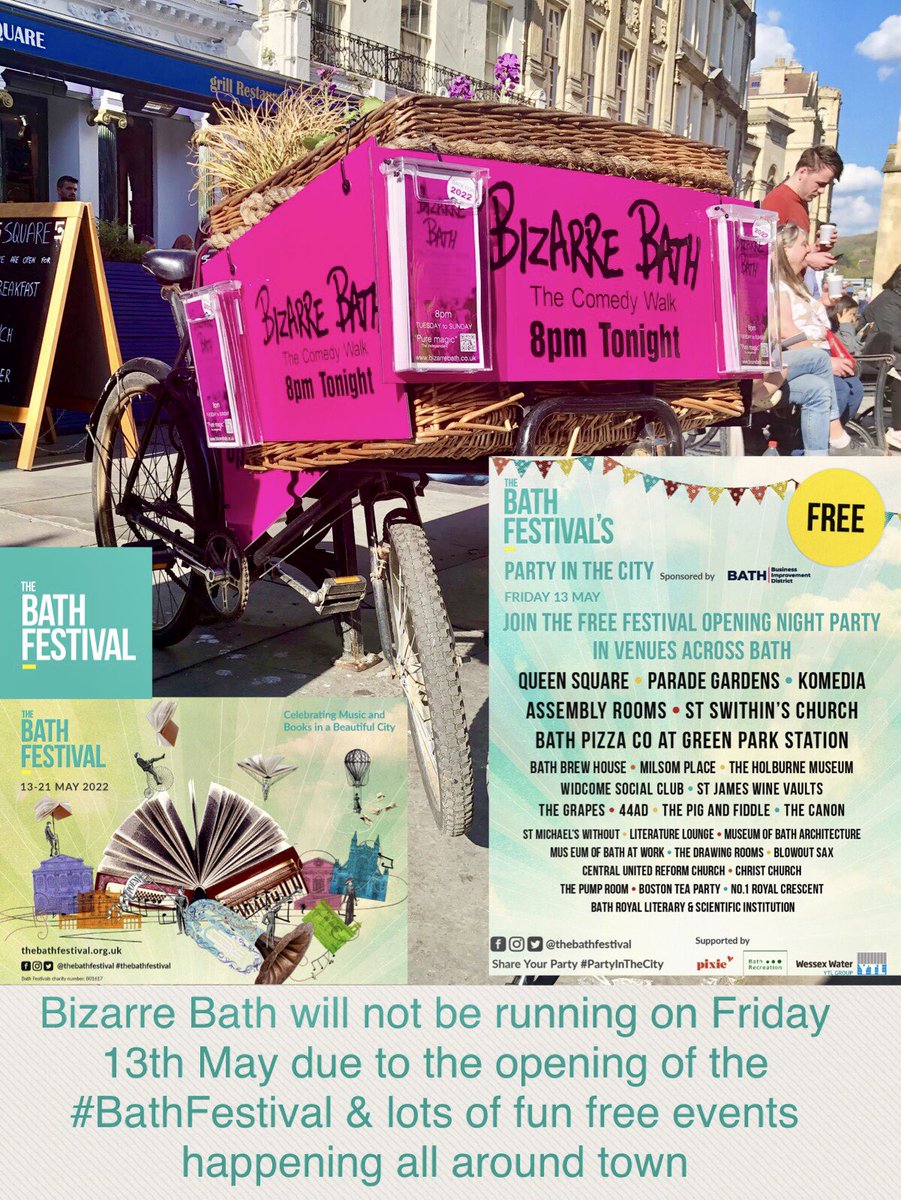 BizarreBath's tweet photo. Due to the opening of #thebathfestival this evening &amp; all the fabulous free things going on around town,Bizarre Bath will not be running. Back tomorrow. See you then. https://t.co/7UP7QrMIqx