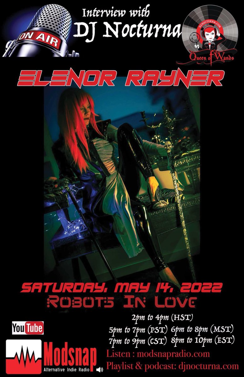 djnocturna's tweet photo. My guest this Saturday on @modsnapradio is #NewZealandartist #elenorRayner from #RobotsinLove Thank you @utmmusicgroup 
#DJNocturna #electonicmusic #synthpop #Industrial #darkelectronica #InterviewwithDJNocturna 

Click here to listen 
https://t.co/JPYwK1K1Tw https://t.co/pMOrQ8uv0H