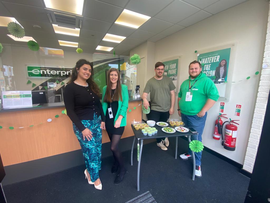 FareenERAC's tweet photo. Waterlooville dressed up and decorated for Green Day. Thank you for all your hard work! #MentalHealthAwarenessMonth #IveBeenThere #GroupU2 #U2United #disibilityinclusionnetwrok https://t.co/MGMBnbbCTA