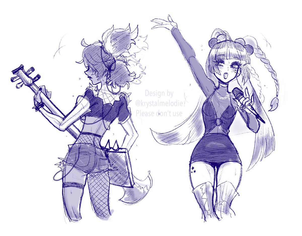 Traveling rockstar girlfriends 🤘🎸 working on something more but here’s a concept sketch for now #xinyan #yunjin #yunyan