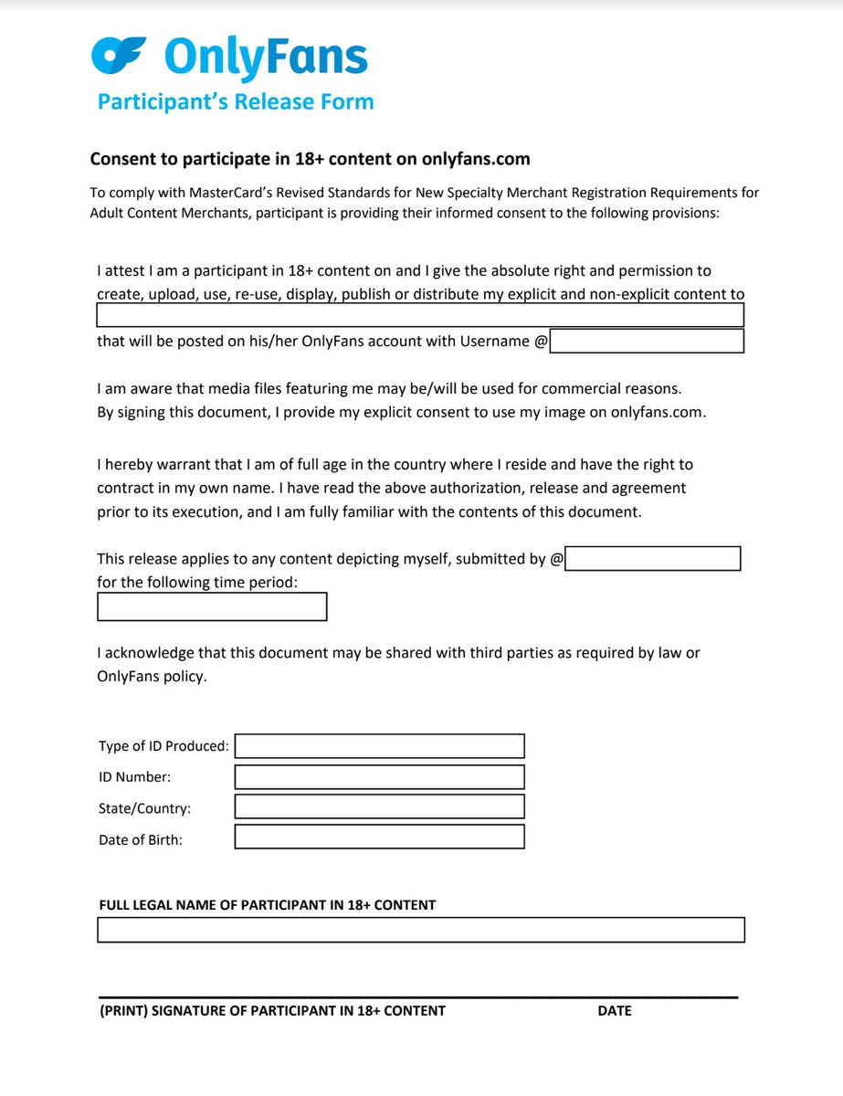 KobyFalksXXX's tweet photo. ⁉️DID YOU KNOW⁉️

You need a release form and copy of ID even if the person you are filming content with is verified on @OnlyFans and you've tagged them.

In fact, here is the template release form @OnlyFans sent me with instructions.

No release? You could be breaking the law. https://t.co/TGvazWcj0j