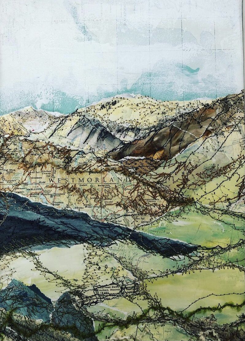 ‘Troutbeck’ I’ve not done any art for a very long time and actually threw a lot of previous work away. Clearing the decks has given me fresh inspiration to create new artwork and this special commission has gone to it’s new home.#art #textiles #landscape #LakeDistrict