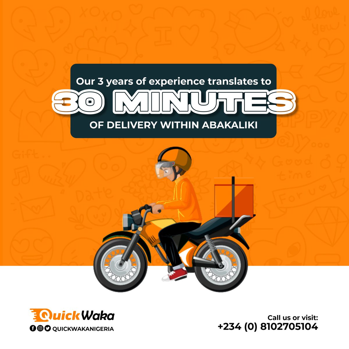 quickwakang's tweet photo. It’s been an amazing journey for the past 3 years. We are so excited to share what’s coming with you

Watch out!

TGIF!
#marketerrand #quickwaka #happyweekend #quickwakanigeria  #quickwakalogistics #deliveryservice #Abakaliki  #logisticsinnigeria #logisticsinabakaliki https://t.co/8mJieEiktS