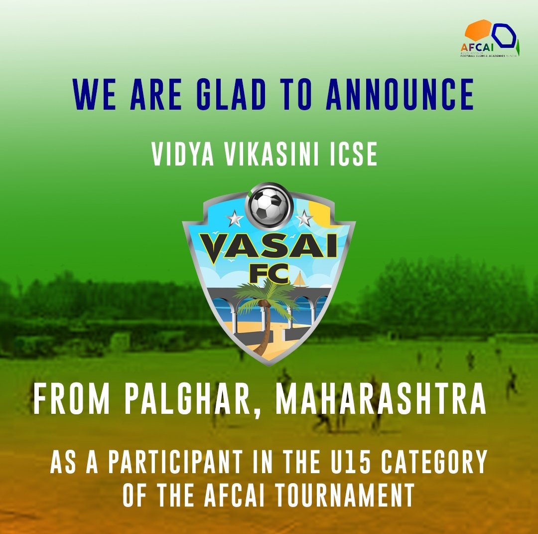 afcai_tweets's tweet photo. We are elated to announce Vasai FC as our first team to be participated in the Under15 category of the AFCAI tournament. 🤩
📲 :- +91 7717304779
📩 :- connect.afcai@gmail.com
#forclubs #foracademies #afcai #indianfootball #growthofacademies #thebestsport #india #unity https://t.co/4mPHm5v6Al