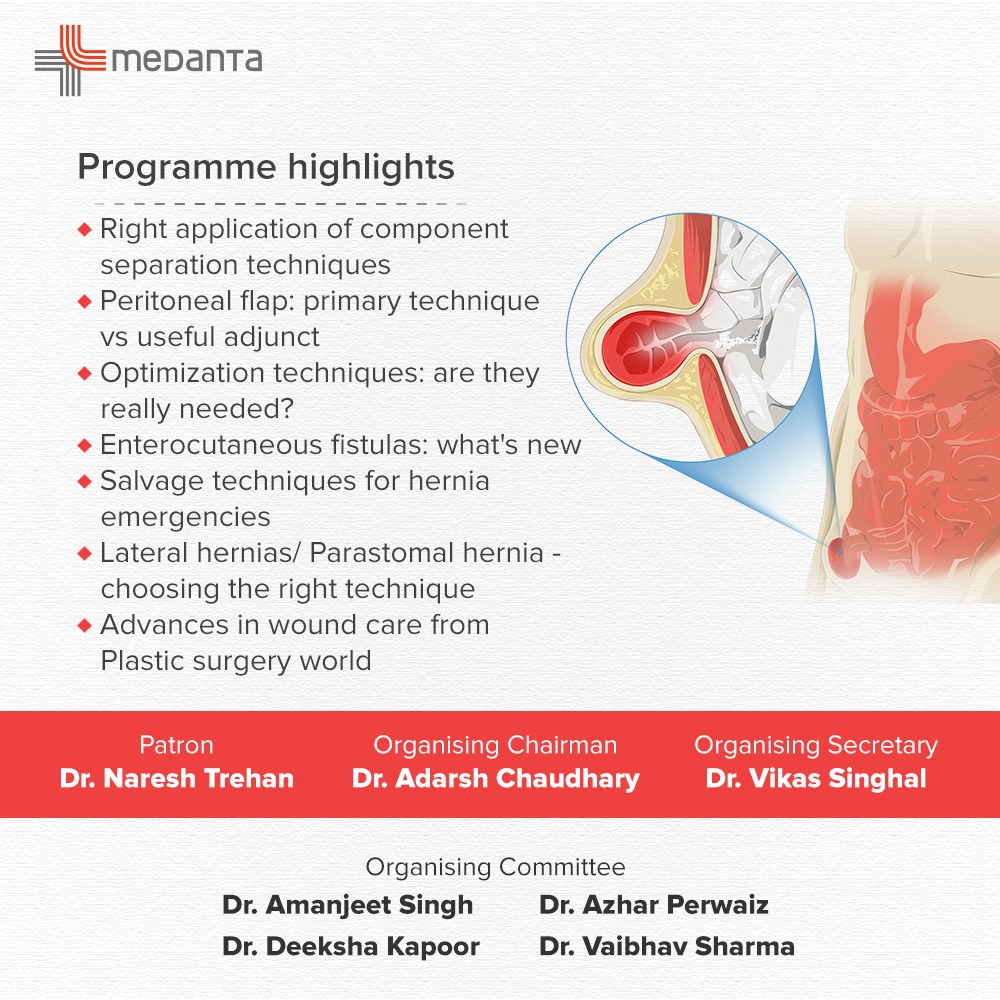 medanta's tweet photo. Join us for a conference on ‘#ComplexHernias: Updates in Management’ organised by the Department of GI Surgery, GI Oncology and Bariatric Surgery on 14th May, 2022.
Click here to register (on-site only event):
https://t.co/8jb7UrZMJu
Live View - https://t.co/0rfs5SOuae
#Medanta https://t.co/22KlhgE0o1